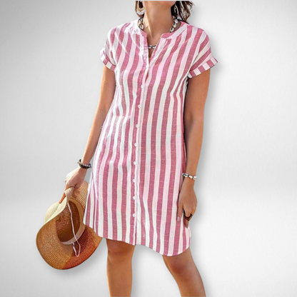 Martine Elegant Striped Shirt Dress