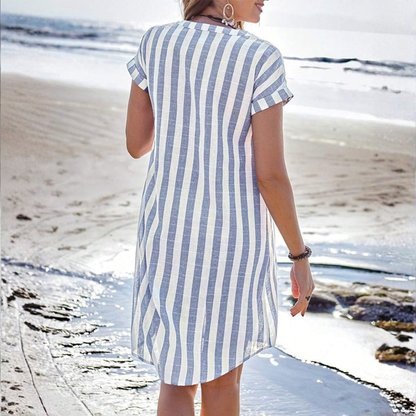 Elora Elegant Striped Shirt Dress