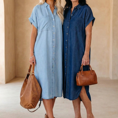 Eva Effortless Loose Midi Shirt Dress