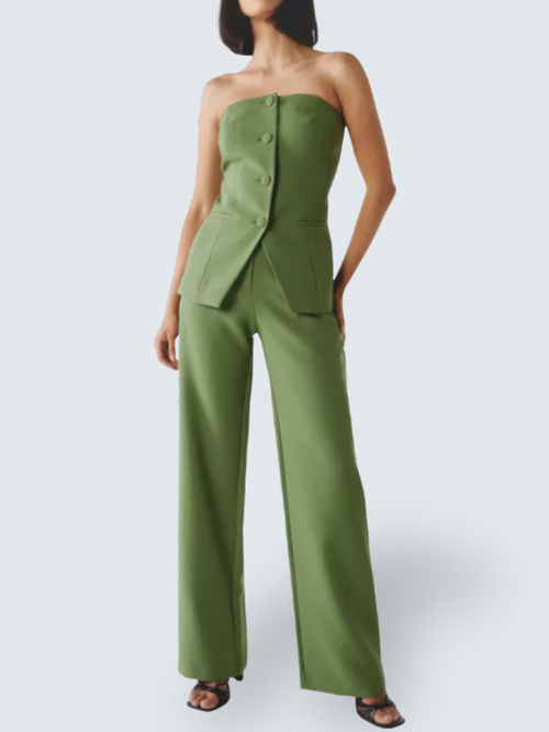 Bria Strapless Button-Down Jumpsuit
