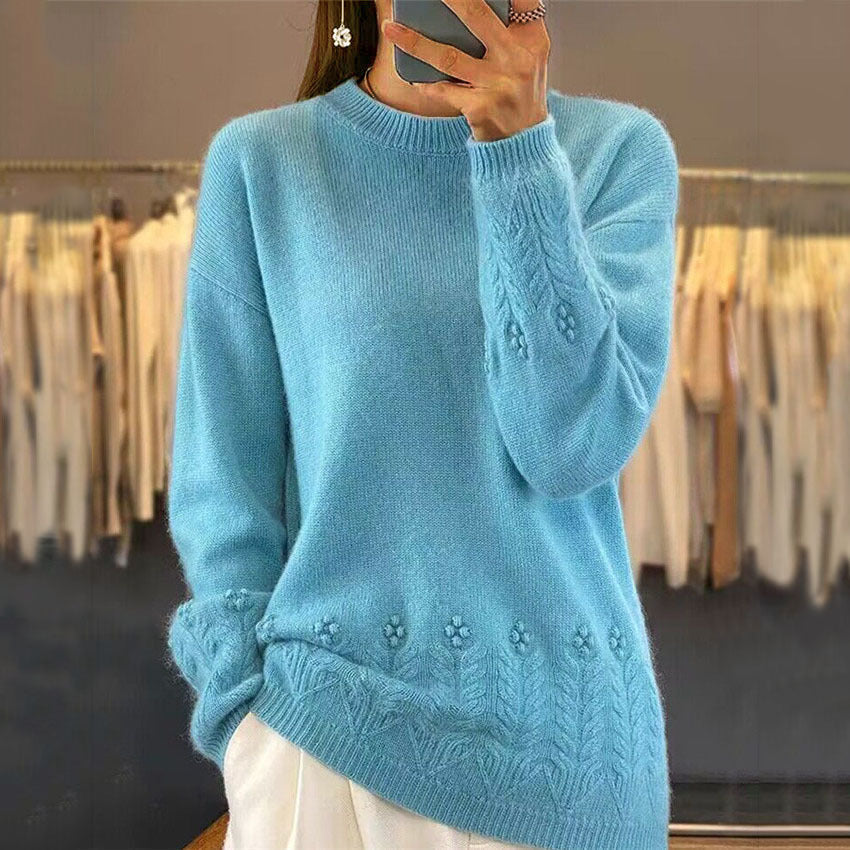Alma Scandinavian Floral Knit Sweater