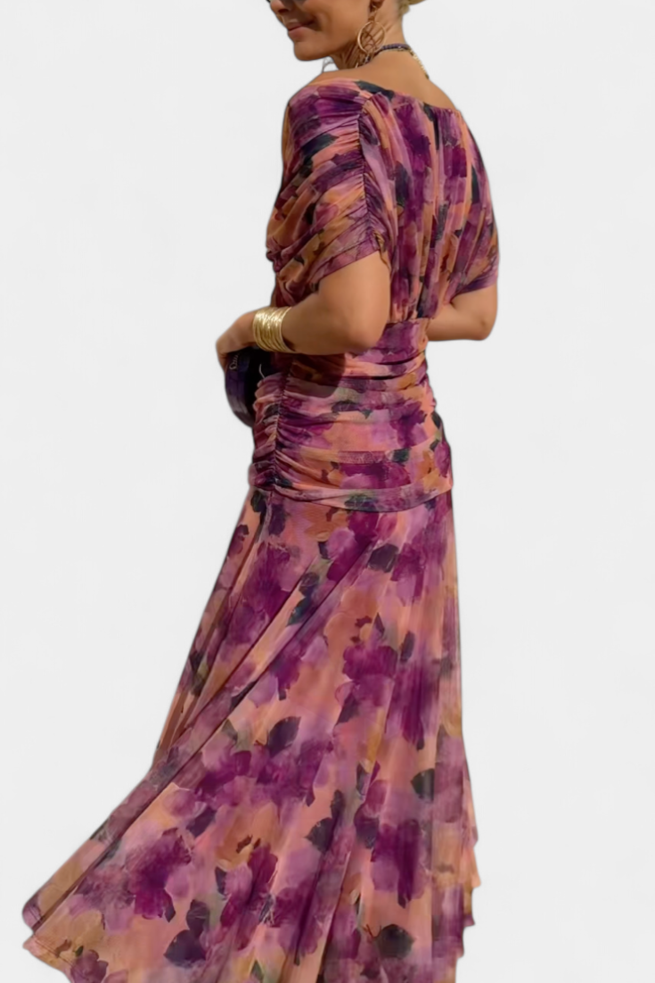 Bella Long Floral V-Neck Dress