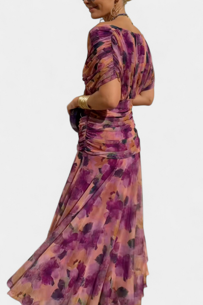 Bella Long Floral V-Neck Dress