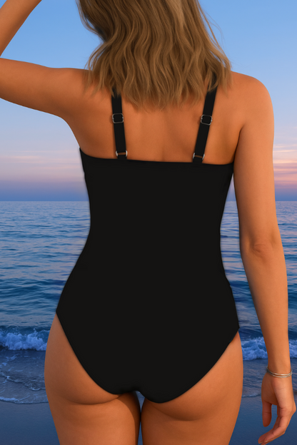 Susan Luxe Surplice Swimsuit with Colorful Print