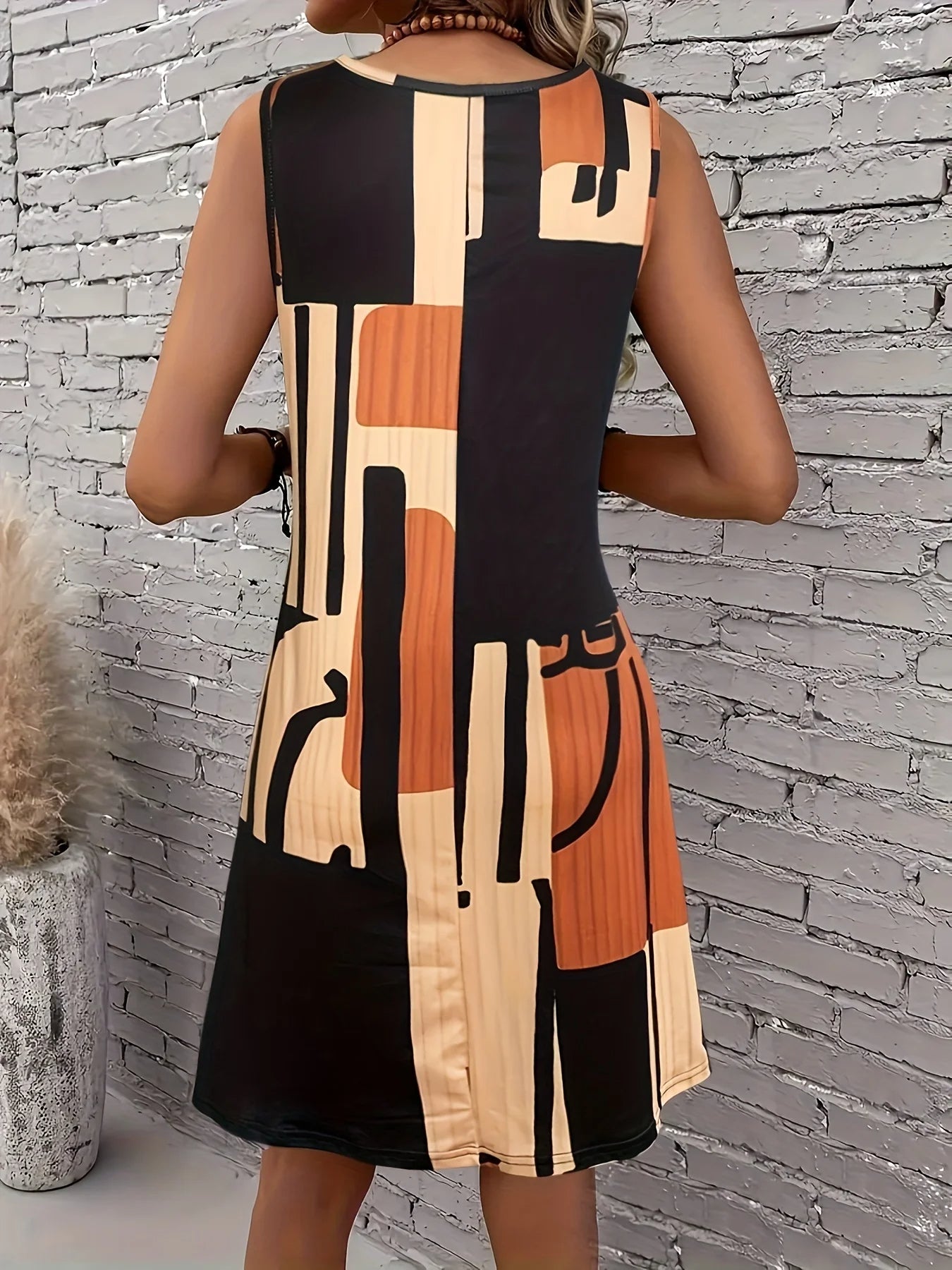 Elliette Stylish Casual Geometric Dress