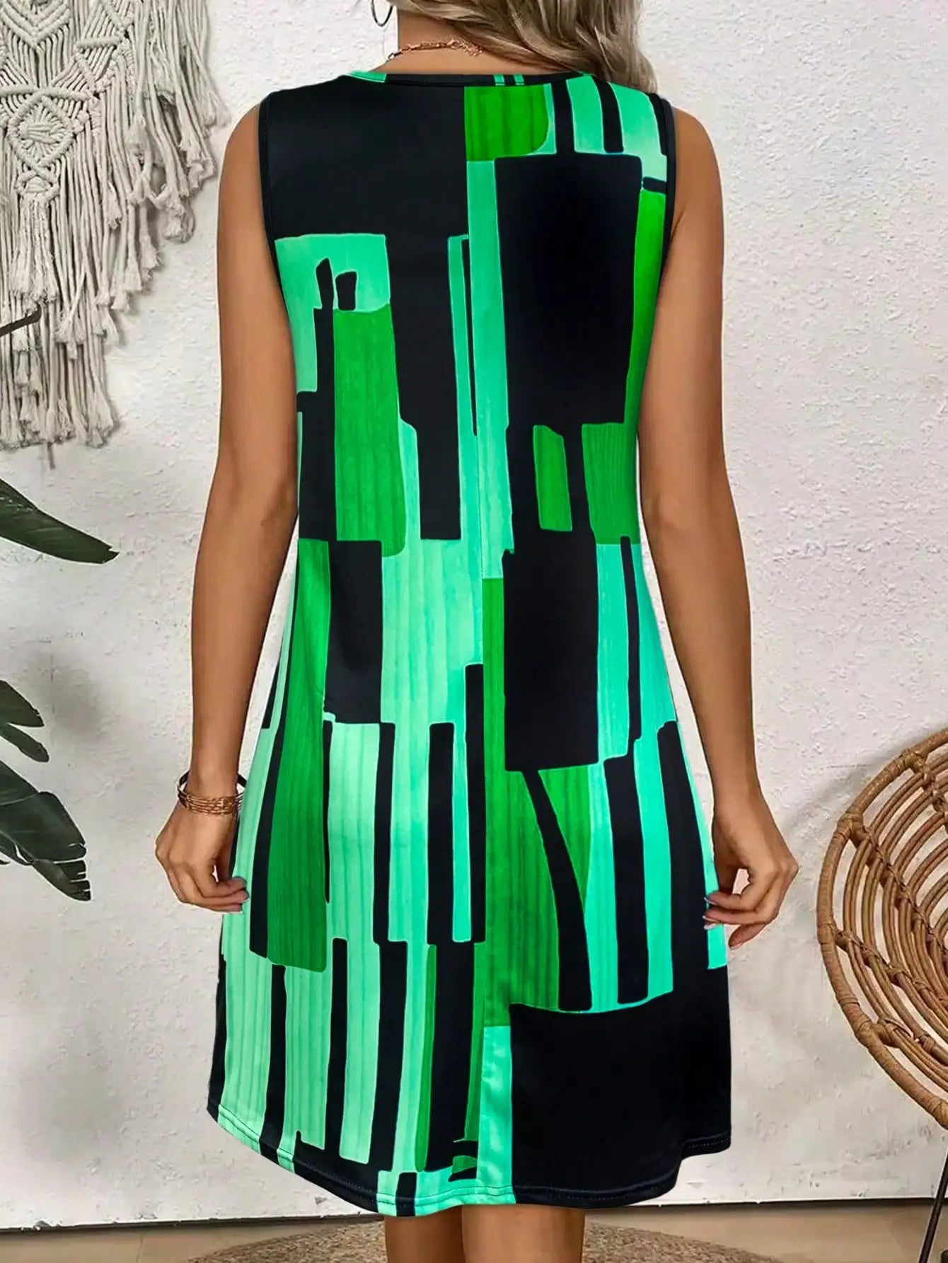 Elliette Stylish Casual Geometric Dress