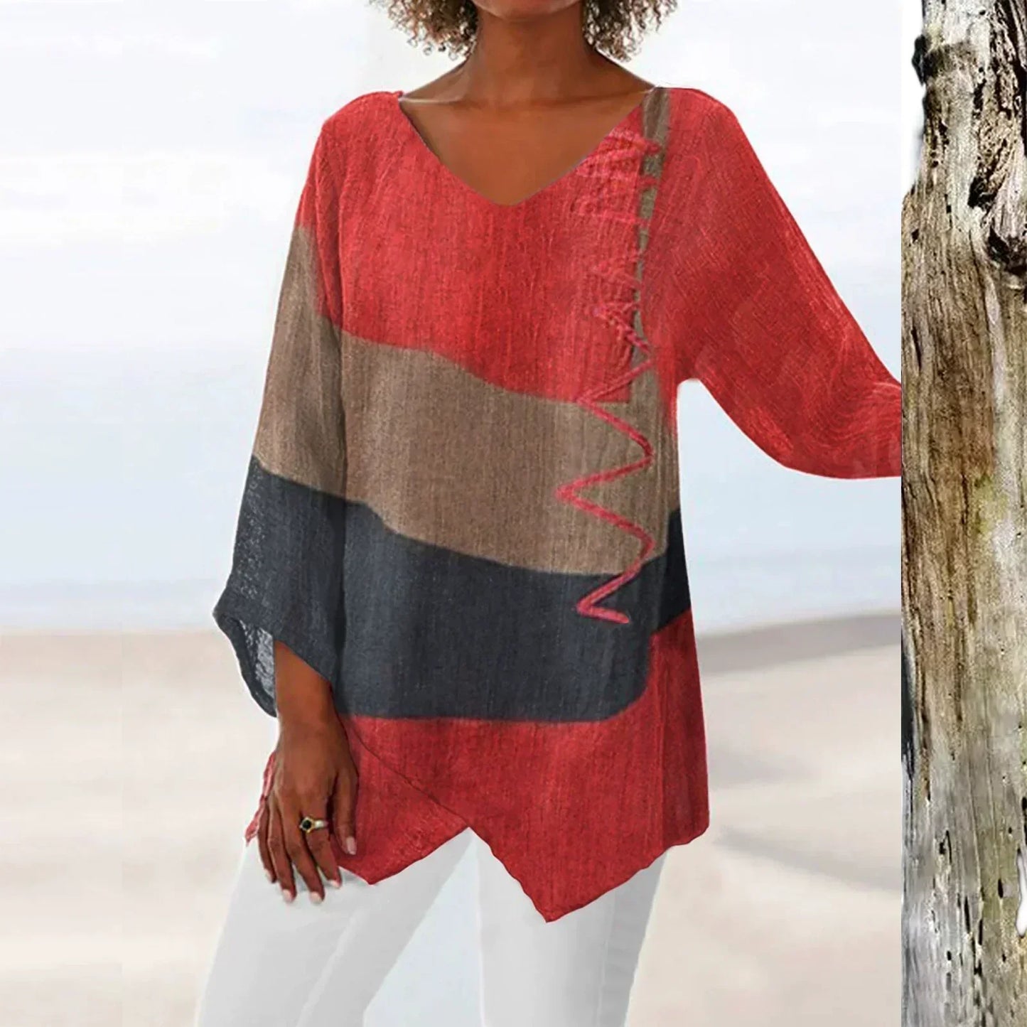 Amélie Artistic Long Shirt with V-neck