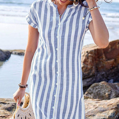 Martine Elegant Striped Shirt Dress